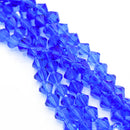 Faceted Bicone Glass Beads - Sapphire