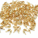 100 x Brass Crimp Cover Tip Clamshell Beads 3x6mm - 18k Gold Plated