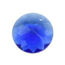 4 x Faceted Glass Round Disc Pendants 30mm - Sapphire