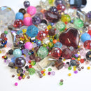 400 GRAMS X GLASS BEADS / PENDANTS MIXED SIZE AND SHAPES FOR JEWELLERY MAKING