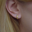 Star Hoop Zirconia Huggie Earrings Sterling Silver 18k Gold Plated / Platinum Plated