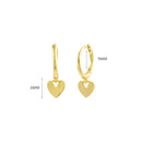 Cute & Dainty Heart Drop Hoop Earrings Sterling Silver 18k Gold Plated / Platinum Plated