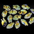 20 x Faceted Glass Fish Pendants 17mm - Clear AB