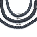 Heishi Polymer Clay Round Beads 6x1mm, 8x1mm - Black