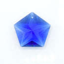 2 x Faceted Glass Pentagon Star Pendants 45x40mm - Sapphire