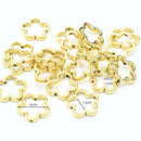 20 x Alloy Gold Flower Bead Frames 15x2mm
