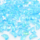 50 x Faceted Acrylic Moon Pendants 11x7mm - Aquamarine AB
