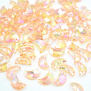 50 x Faceted Acrylic Moon Pendants 11x7mm - Peach AB