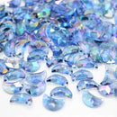 50 x Faceted Acrylic Moon Pendants 11x7mm - Ice Blue AB