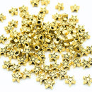 100 x Brass Alloy Star Beads 7x7x4mm - Gold