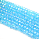 Faceted Rondelle Glass Beads - Aquamarine AB