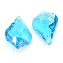 4 x Faceted Glass Baroque Pendants 38mm - Aquamarine