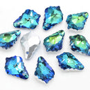 Faceted Glass Baroque Pendants Silver Plated - Green / Blue