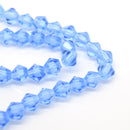 STAR BEADS: Faceted Bicone Glass Beads - Ice Blue - Bicone Beads