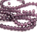 STAR BEADS: 150 x Faceted Rondelle Glass Beads Blackcurrant 4x3mm - Rondelle Beads