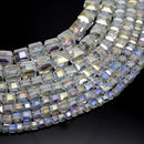 Faceted Cube Glass Beads - Clear AB