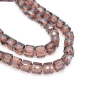 Faceted Cube Glass Beads - Amethyst