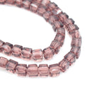 Faceted Cube Glass Beads - Amethyst