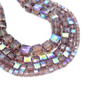 Faceted Cube Glass Beads - Amethyst AB