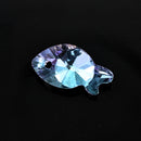 20 x Faceted Glass Fish Pendants Silver Plated 17mm - Lilac / Blue