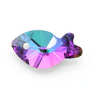 20 x Faceted Glass Fish Pendants Silver Plated 17mm - Blue / Purple