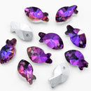 20 x Faceted Glass Fish Pendants Silver Plated 17mm - Pink / Purple