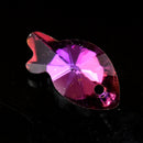 20 x Faceted Glass Fish Pendants Silver Plated 17mm - Pink / Purple