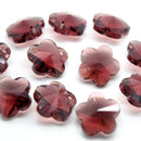 STAR BEADS: 10 x Faceted Glass Flower Pendants 14mm - Amethyst - Pendants