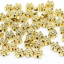 100 x Brass Alloy Flower Beads 7x7x3.5mm - Antique Gold