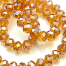 STAR BEADS: FACETED RONDELLE GLASS BEADS - TOPAZ LUSTRE - Rondelle Beads