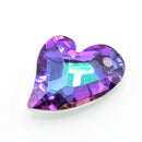 20 x Faceted Glass Heart Pendants Silver Plated 14x12mm - Blue / Purple
