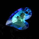 20 x Faceted Glass Heart Pendants Silver Plated 14x12mm - Green / Blue