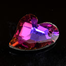 20 x Faceted Glass Heart Pendants Silver Plated 14x12mm - Pink / Purple