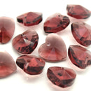 STAR BEADS: 10 x Faceted Glass Heart Pendants 14mm - Amethyst - Pendants