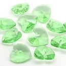 STAR BEADS: 10 x Faceted Glass Heart Pendants 14mm - Peridot - Pendants