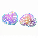 10 x Ion Multi Plated Stainless Steel Pendants Filigree Monstera - 32x32mm