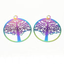 10 x Ion Multi Plated Stainless Steel Pendants Filigree Tree - 23x20mm