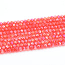 Faceted Rondelle Glass Beads - Light Siam Lustre/AB