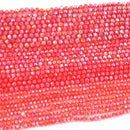 Faceted Rondelle Glass Beads - Light Siam Lustre/AB