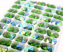 Octagon Glass Beads 14mm - Green AB