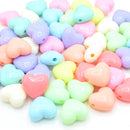 50 x Opaque Pastel Acrylic Heart Beads 15x17mm - Mixed
