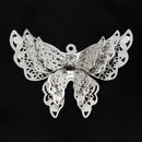 2 x Filigree SP Pendants With Rhinestones - Butterfly 26x34x8.5mm