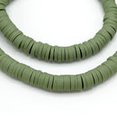 Heishi Polymer Clay Round Beads 6x1mm (740pc/34Inch) - Olive