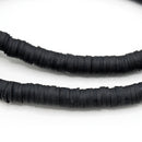 Heishi Polymer Clay Round Beads 6x1mm, 8x1mm - Black