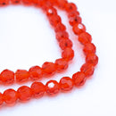 Faceted Round Glass Beads - Light Siam
