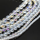 Smooth Round AB Coated Glass Beads 4mm,6mm - Clear AB / Lustre
