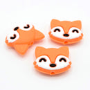 20 x Silicone Food Grade Orange Fox Beads 21x24mm