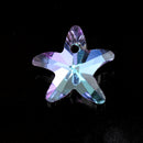 10 x Faceted Glass Starfish Pendants Silver Plated 14mm - Lilac / Blue