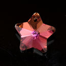 10 x Faceted Glass Star Pendants Silver Plated 14mm - Pink / Purple