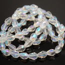 Faceted Teardrop Glass Beads - Clear AB